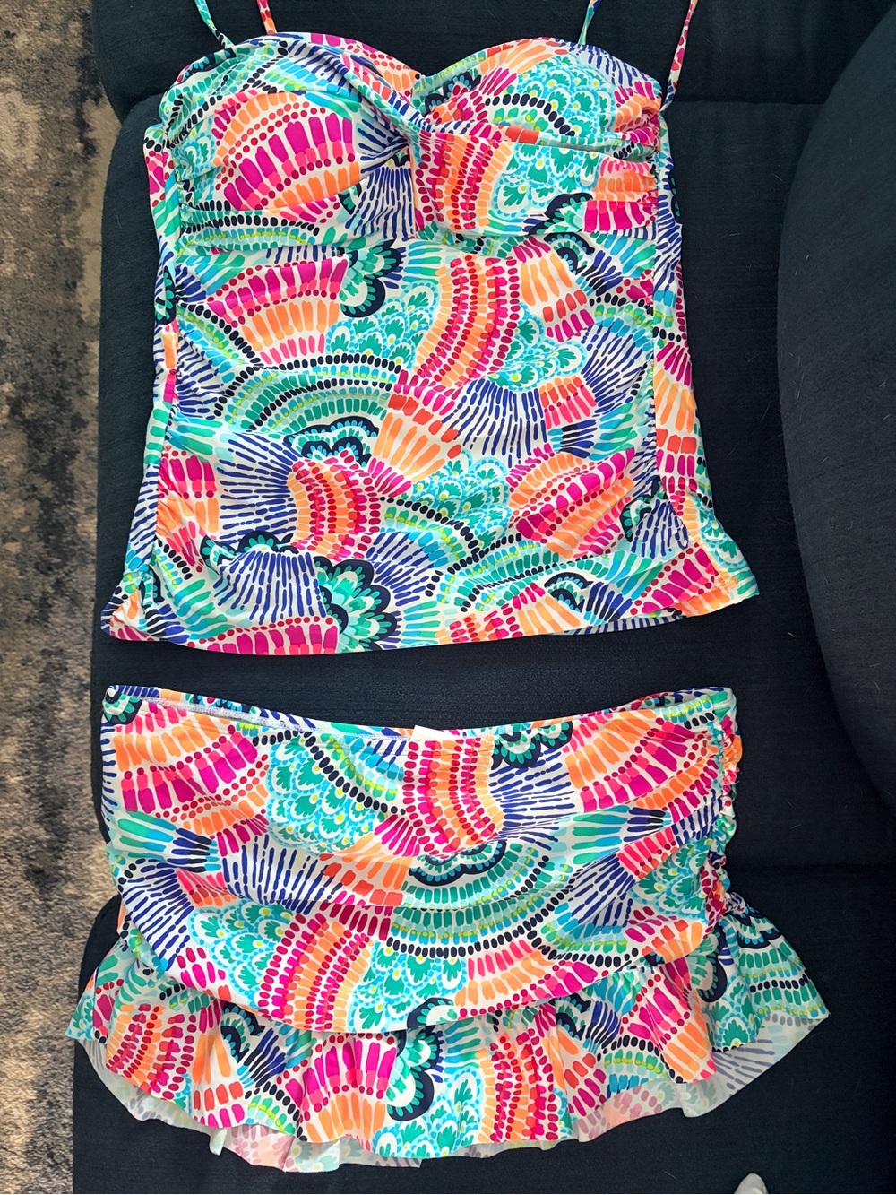La Blanca Multicolor Ruffle Swim Skirt and Tankini Set